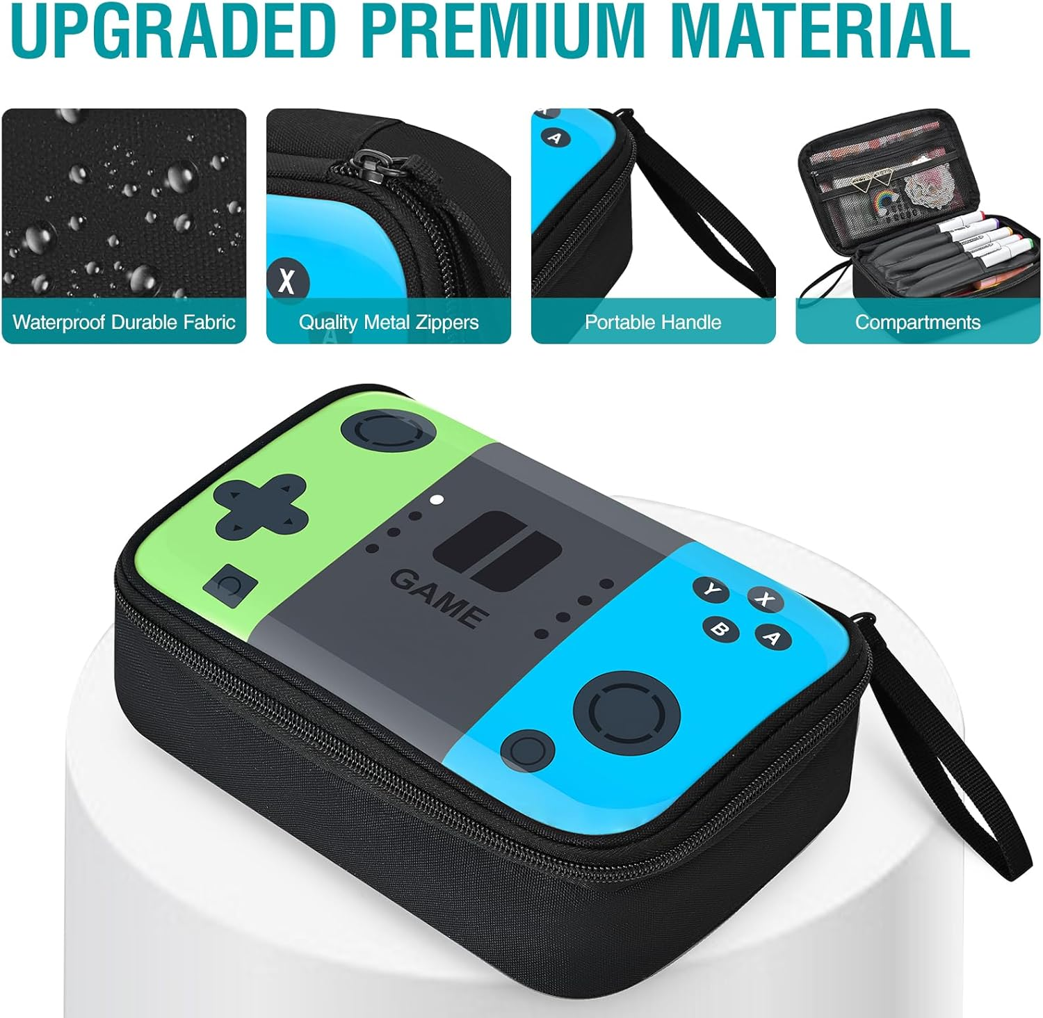 Gamer Pencil Case for Boys, Large Cute Pencil Pouch for Kids Teens with Handle, Sturdy School Supplies Marker Pen Organizer, Big Pen Box Pouch Pencil Bag for Art Office Student School Supply image number 3