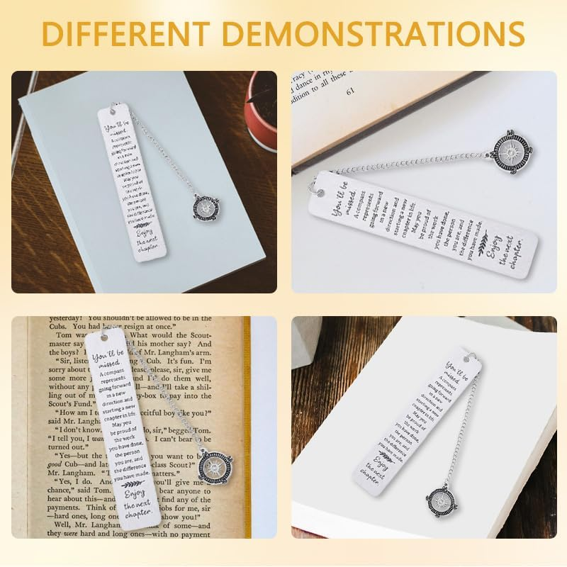 Going Away Gifts for Coworker Inspirational Bookmark for Book Lovers Women Men Employees Leaving Farewell Retiement Gifts Coworkers Friends Compass Bookmarks image number 3