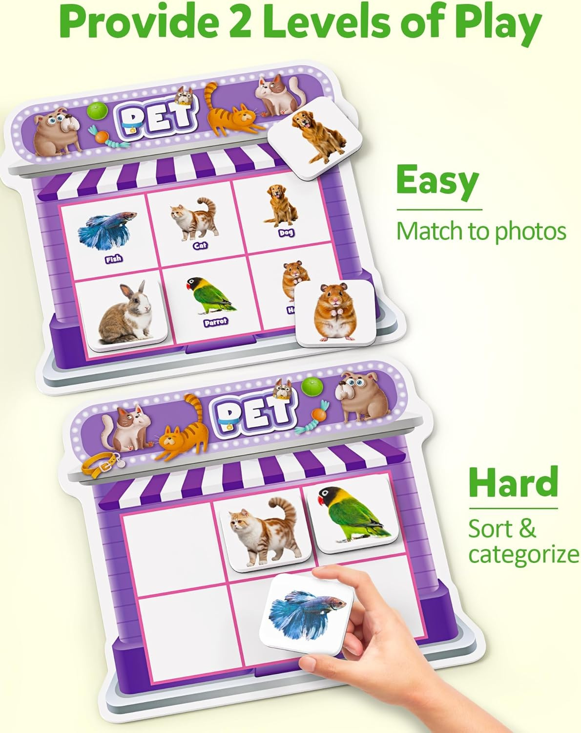 Coogam Fridge Magnets Sorting Toys, Fine Motor Montessori Magnetic Matching Game, Food Pets Grocery Furniture Toy Playset, Educational Learning Sensory Toy Toddler Ages 3-8 image number 3