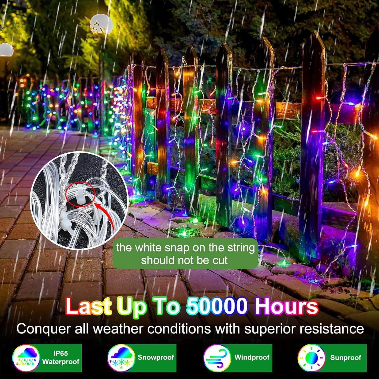 Solar Christmas Icicle Lights Outdoor Decorations, 8 Modes Waterproof Icicle Fairy Lights for outside Holiday, Patio, Balcony, Christmas, Window, House Eaves Decorations, (10M Multicolor) image number 1