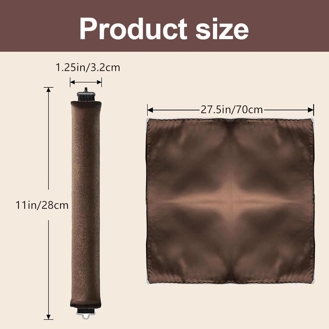 KIRZAX Heatless Curls Band, Pack of 4 Overnight Overnight Blowout, Heat Free, DIY Overnight Curls Rubber, Curls Overnight with Hooks, for Medium Long Hair (Brown) image number 4