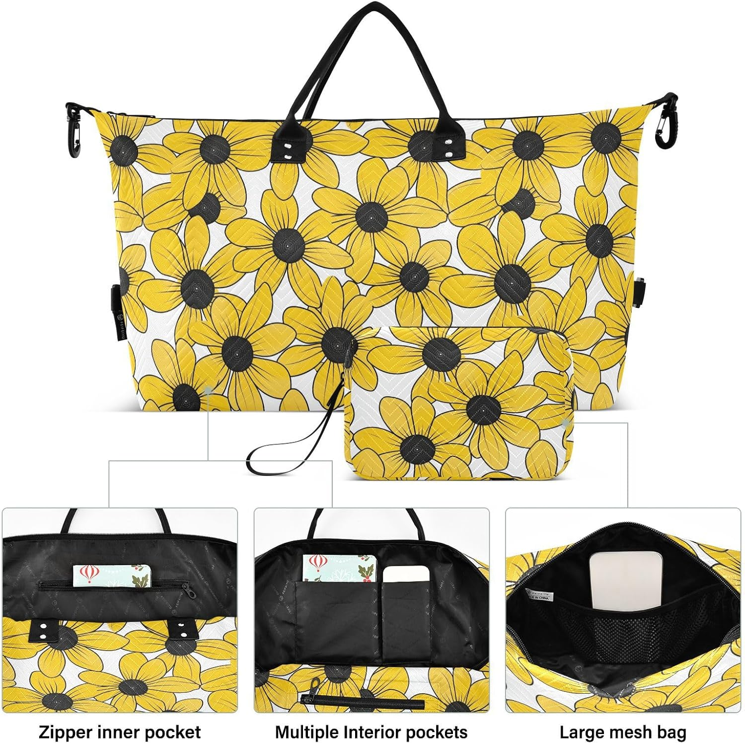 Travel Duffel Bag Black-Eyed Susan Simple Line Art Valentinesne'S Day Travel Weekender Gear Bag with Toiletry Bag for Airplane Traveling Multifunctional Bolso Para image number 1