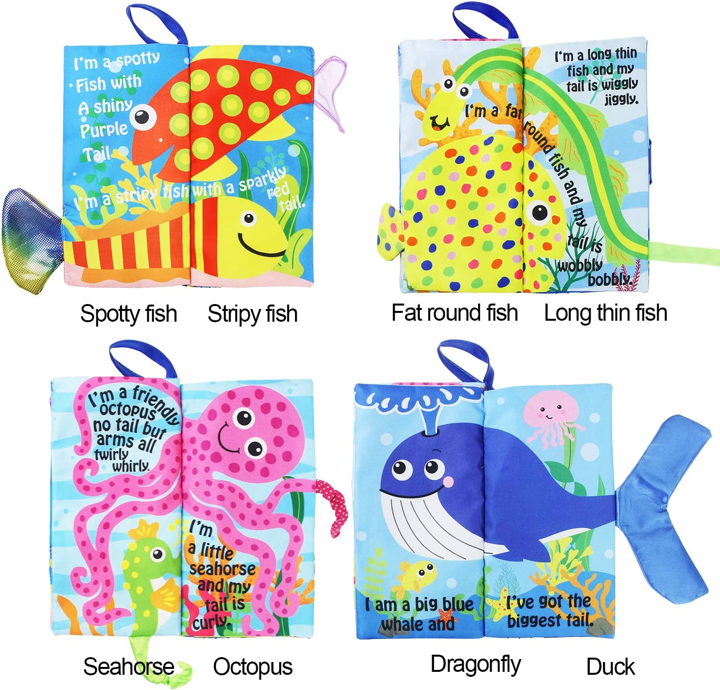 Coolplay Soft Cloth Book with Animal Tails, Color Animal Printed Fabric Cloth Book, Educational and Learning Soft Cloth Book for Babies, Pack of 2 image number 6