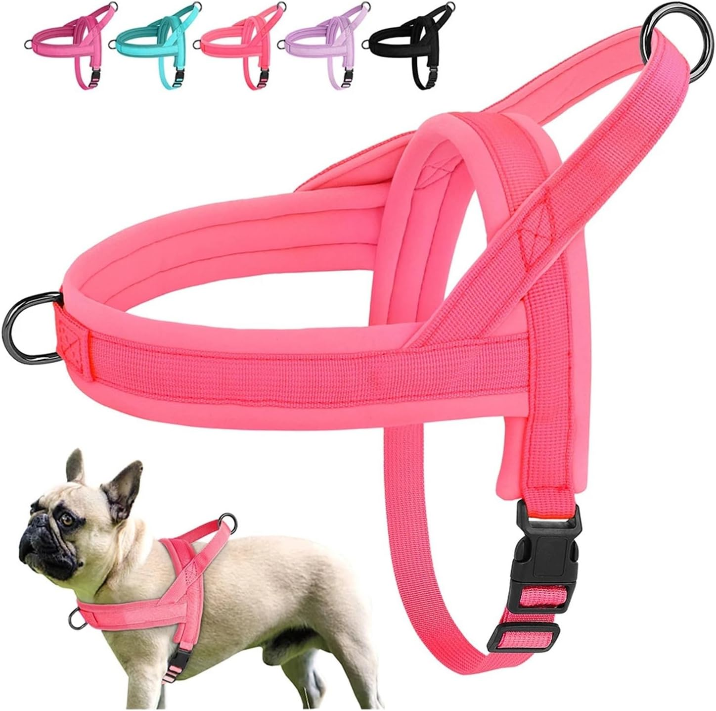 KANGYEBAIHUODIAN Soft No Pull Small Medium Dog Harness Nylon Pitbull Dog Puppy Harnesses Padded Pet Vest Adjustable Fit for Small Dog Chihuahua Pug (Color : Purple, Size : S) image number 4