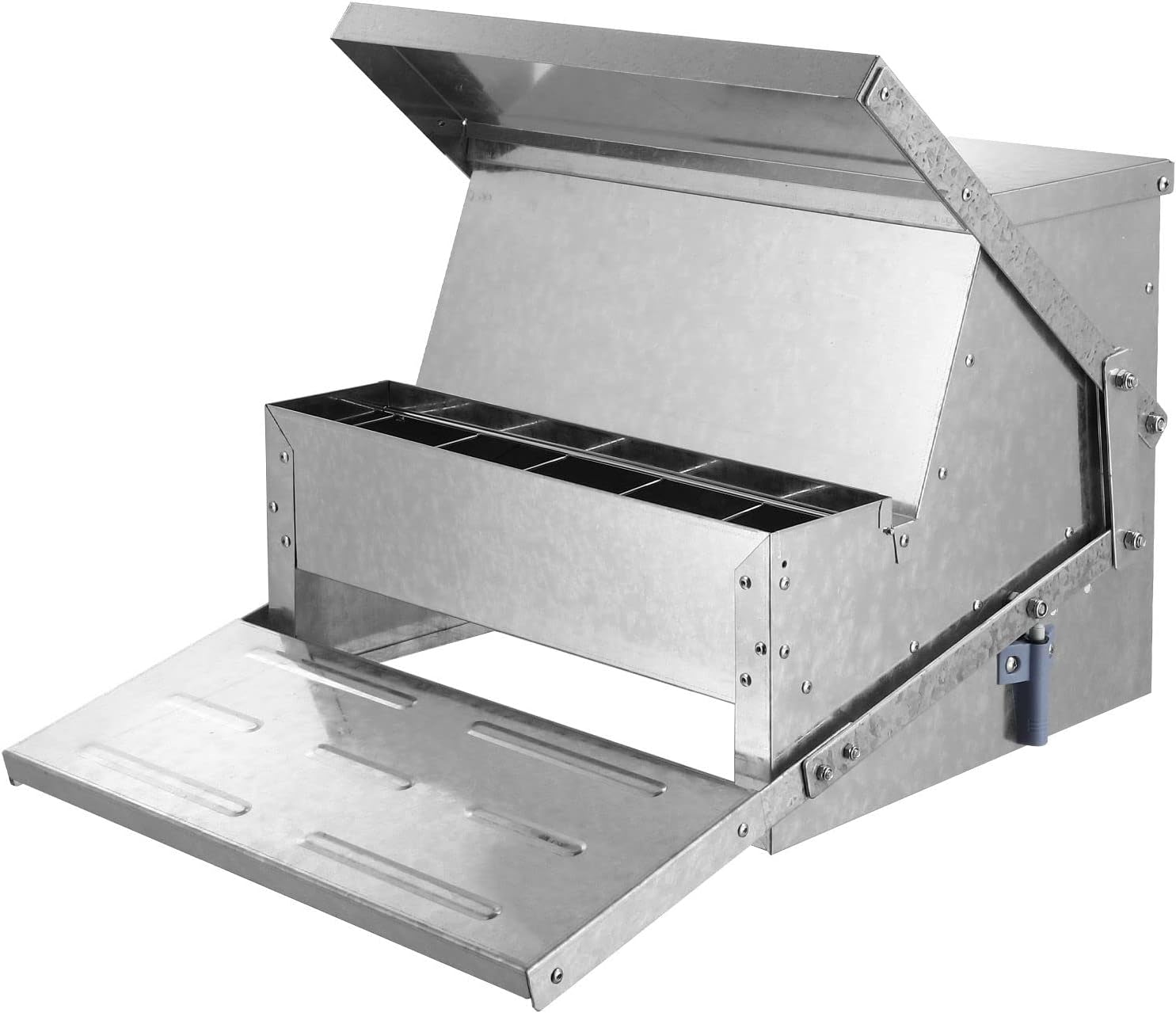 Pet Scene 10L Automatic Chicken Feeder Chook Food Feeder Large Capacity Treadle Galvanized Steel Opening Poultry