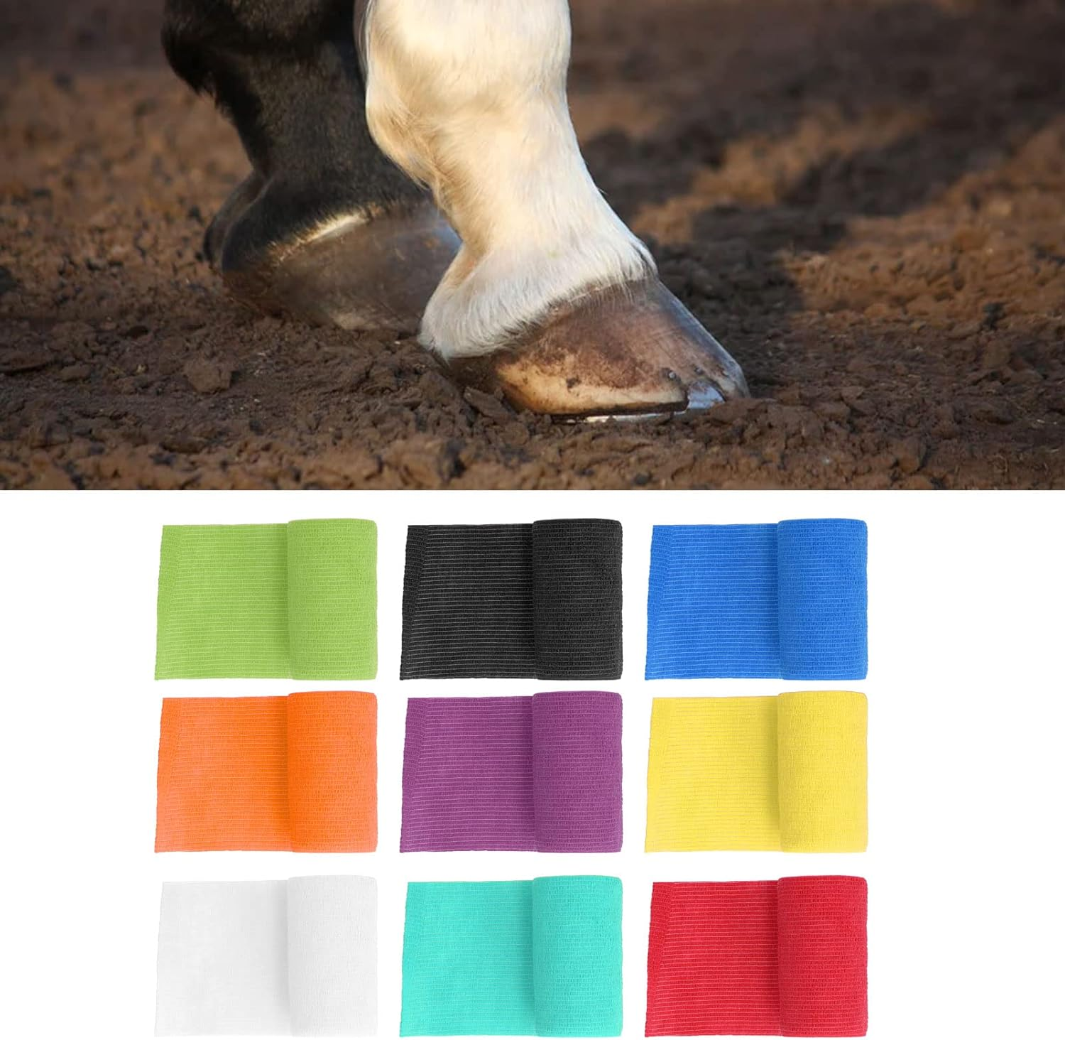 12Pcs Self Adherent Wrap Cohesive Bandages,Athletic Elastic Cohesive Bandage Wrap Latex Elastic Self Adhesive Wrap for Cows Dogs Horses 10Cm image number 1