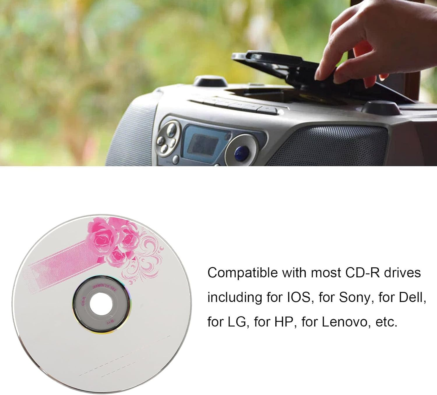 CD R Blank Discs, CD R 700MB 52X White Inkjet Hub Printable Recordable Media, CD R Top Blank Data Recordable Media Disc, Blank Media Recordable Movie Data Disc for Music Video image number 1