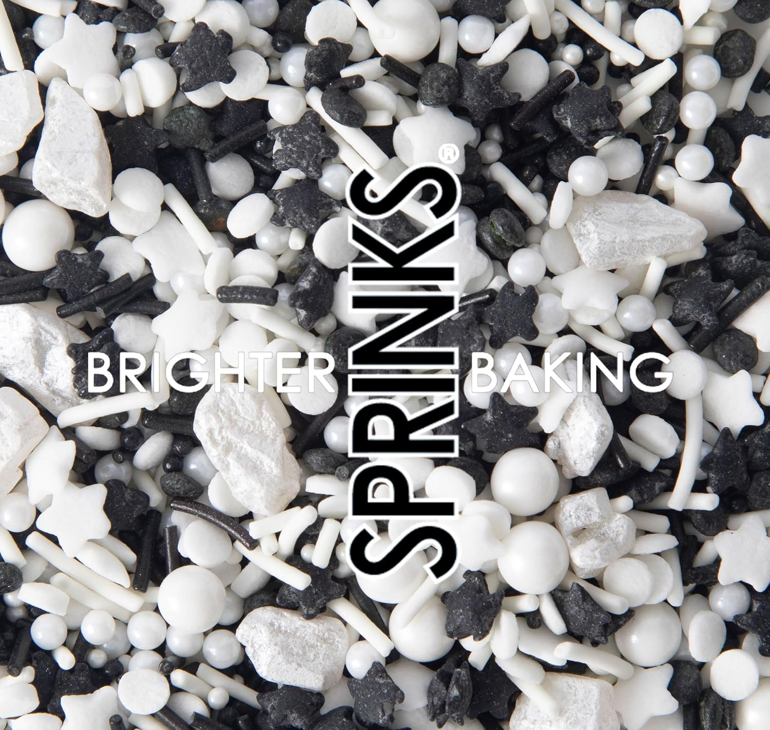 Sprinks Mono Rocks Sprinkles 65G - Black and White Sprinkles | Cake Sprinkles | Sprinkles for Cakes | Baking Sprinkles | Edible Rocks Sprinkles | Easy Access Jar | Contemporary Design | Dessert Decor image number 1