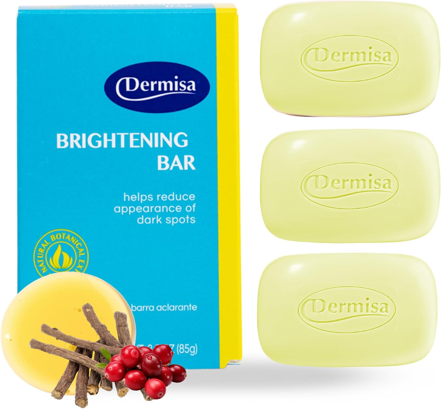 Dermisa Brightening Bar Soap, Natural Botanical Extracts, (3-Pack, Each of 3 Oz) image number 6
