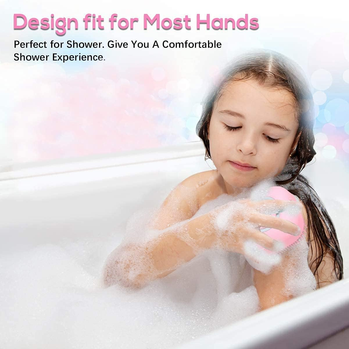 MOLANLY Silicone Massage Body Scrubber & Shower Brush with Soap Dispenser-Can, 80 Ml Liquid Bath Showe Cleaning Brush for Baby,Women, Men Senstive Dry Skin(Blue) (Yellow)