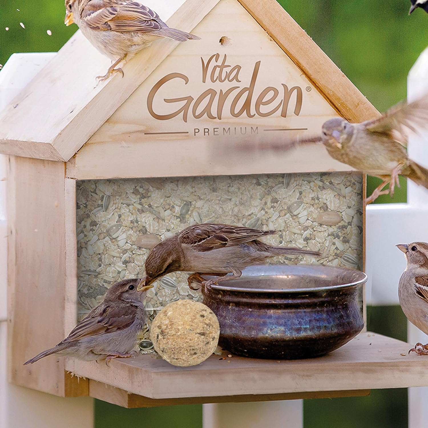 VITAKRAFT - Vita Garden - Fat Balls Bucket without Net for Garden Birds - All Weather Bird Food - Pack of 25 image number 1