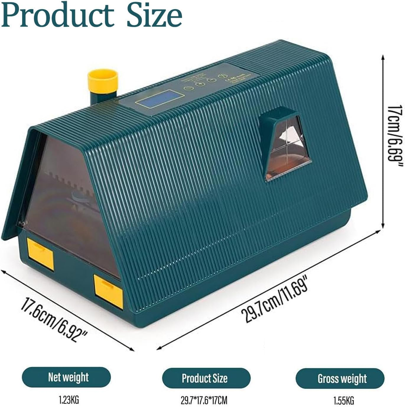 Premium Egg Incubator, Automatic Egg Hatching Incubator, 10 Eggs Poultry Hatcher with Automatic Temperature Control for Hatching, Chicken, Duck, Goose, Quail, Bird Eggs (Green) image number 2