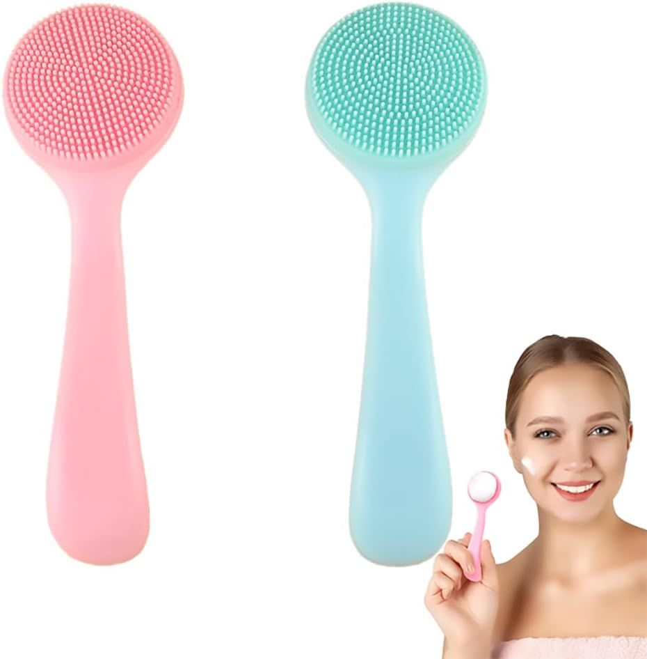 Silicone Face Scrubber for Women, Soft Face Cleansing Brush, Manual Scrubber Exfoliator for Sensitive Skin Deep Cleaning Care, Face Cleansing Brush for Makeup Residues Removal 2Pcs image number 2