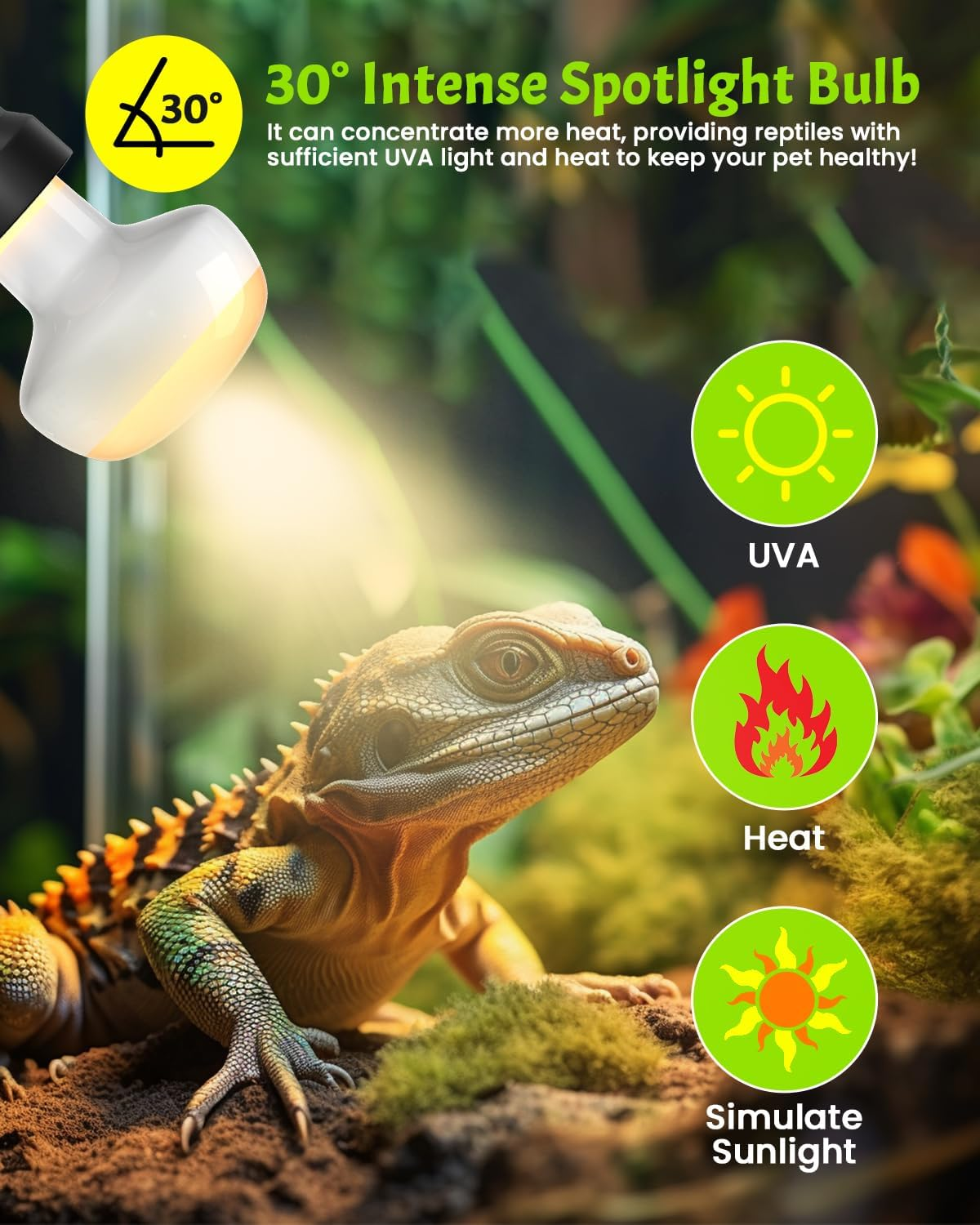 Bonlux Intense Heat Lamp Bulbs 100W, Dimmable UVA Basking Bulb E27 Daylight Reptile Heat Lamp Light Bulb for Lizards Tortoise Snakes Bearded Dragon Aquarium Amphibian (3-Pack) image number 4