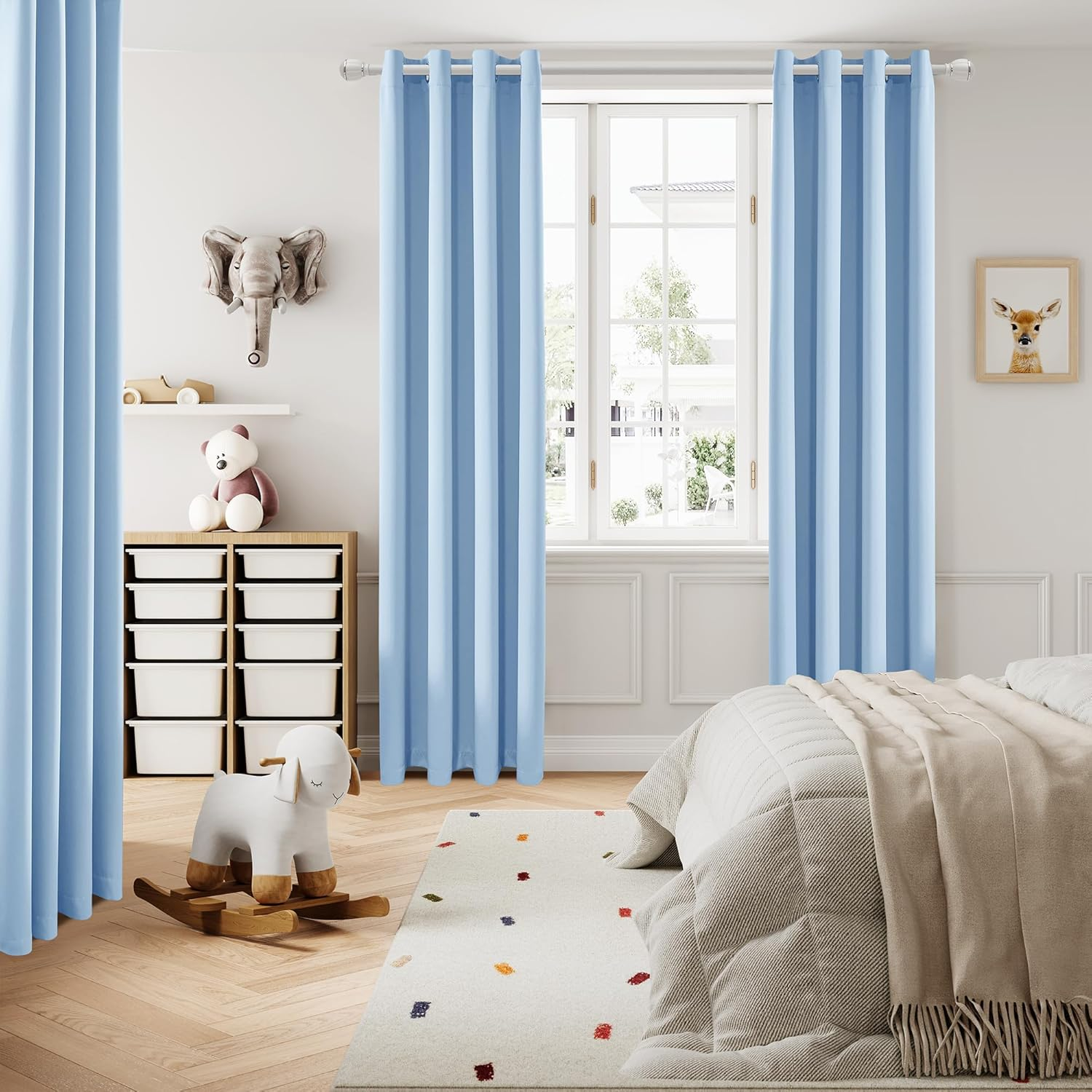 DUALIFE Light Sky Blue Curtains for Bedroom, 63 Inch Length, 2 Panels Sets - Thermal Insulated Room Darkening Curtain Draperies with Grommet for Nursery (42 X 63 Inch, 2 Panels) image number 6