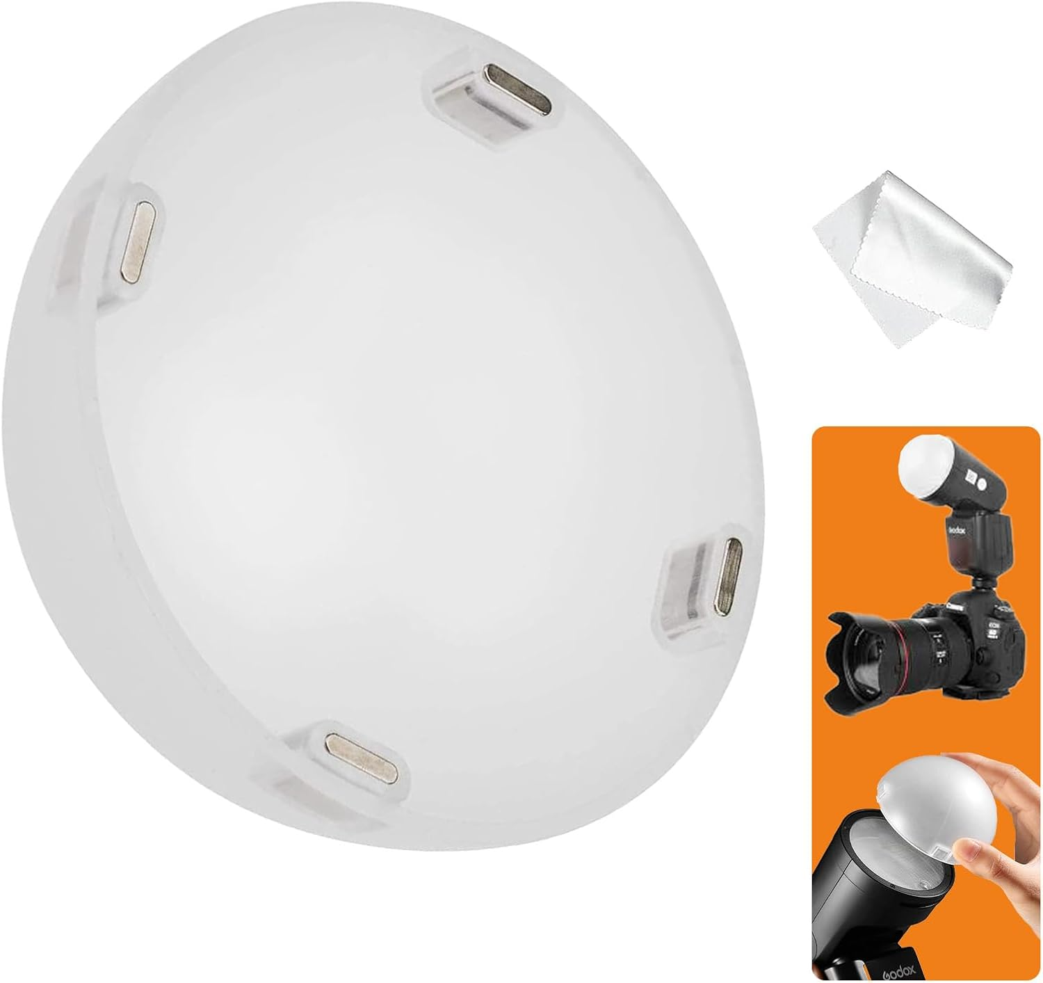 Godox AK-R11 Dome Diffuser for GODOX V100 V1Pro V1 AD100PRO Flash, Compatible with AD200PROII AD200PRO AD200 While Using the H200R round Flash Head, Provides 180-Degree Soft Quality of Light