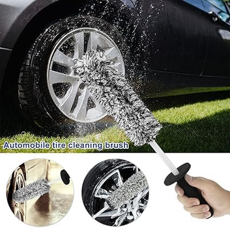 Car Premium Wheel Brush, Non-Metallic Car Rim Cleaner Brush with Ergonomic Handle, Soft Car Wheel Cleaning Brush, Rim Tire Detailing Brush for Car Wheels Rims Exhaust Tips Motorcycles Bicycles (1) image number 5