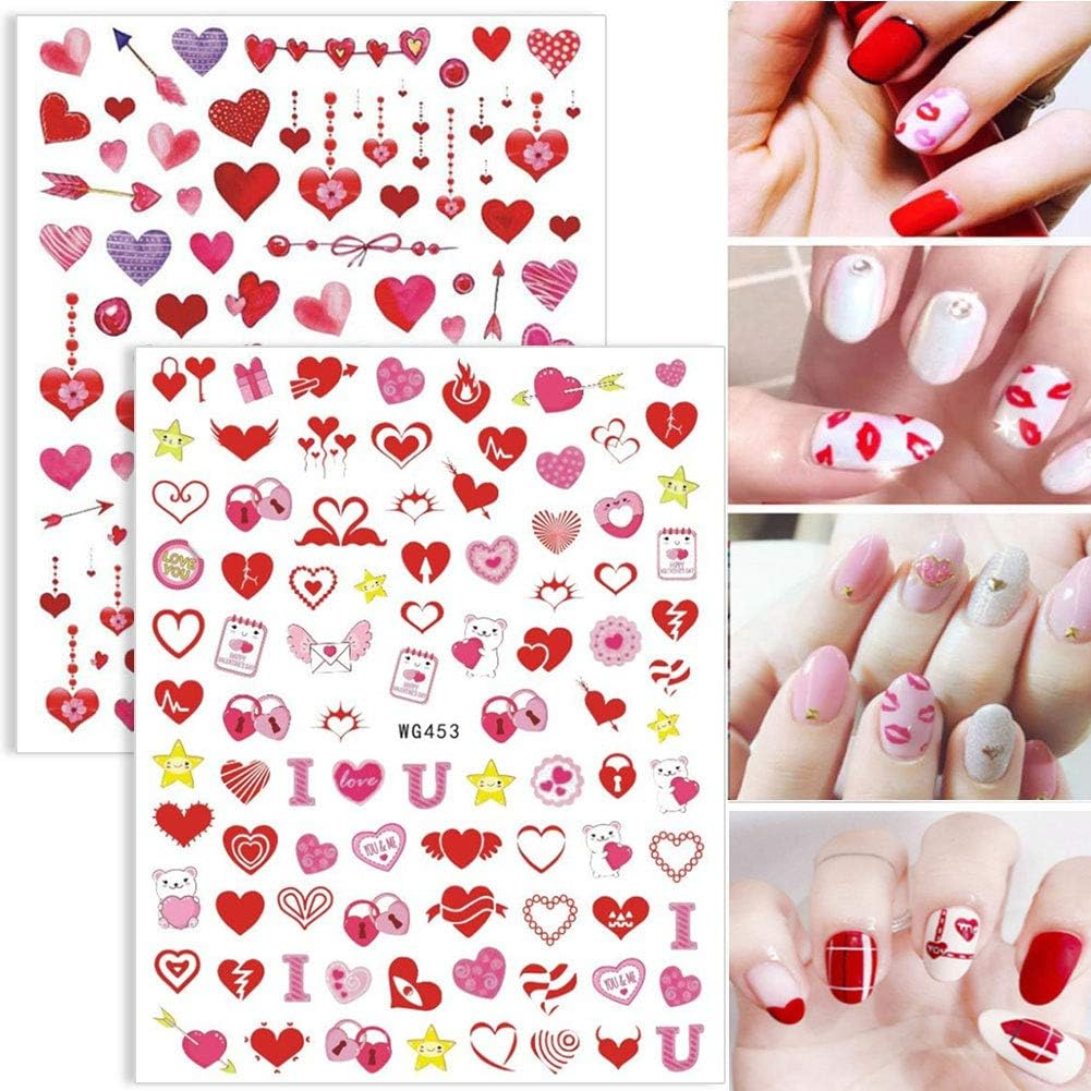 Valentines Day Nail Art Stickers Decals 6 Sheets 3D Self-Adhesive Valentines Nail Art Supplies Stickers for Acrylic Nails Sexy Lips Heart Love Cupid Designs Sticker for Women Girls image number 4
