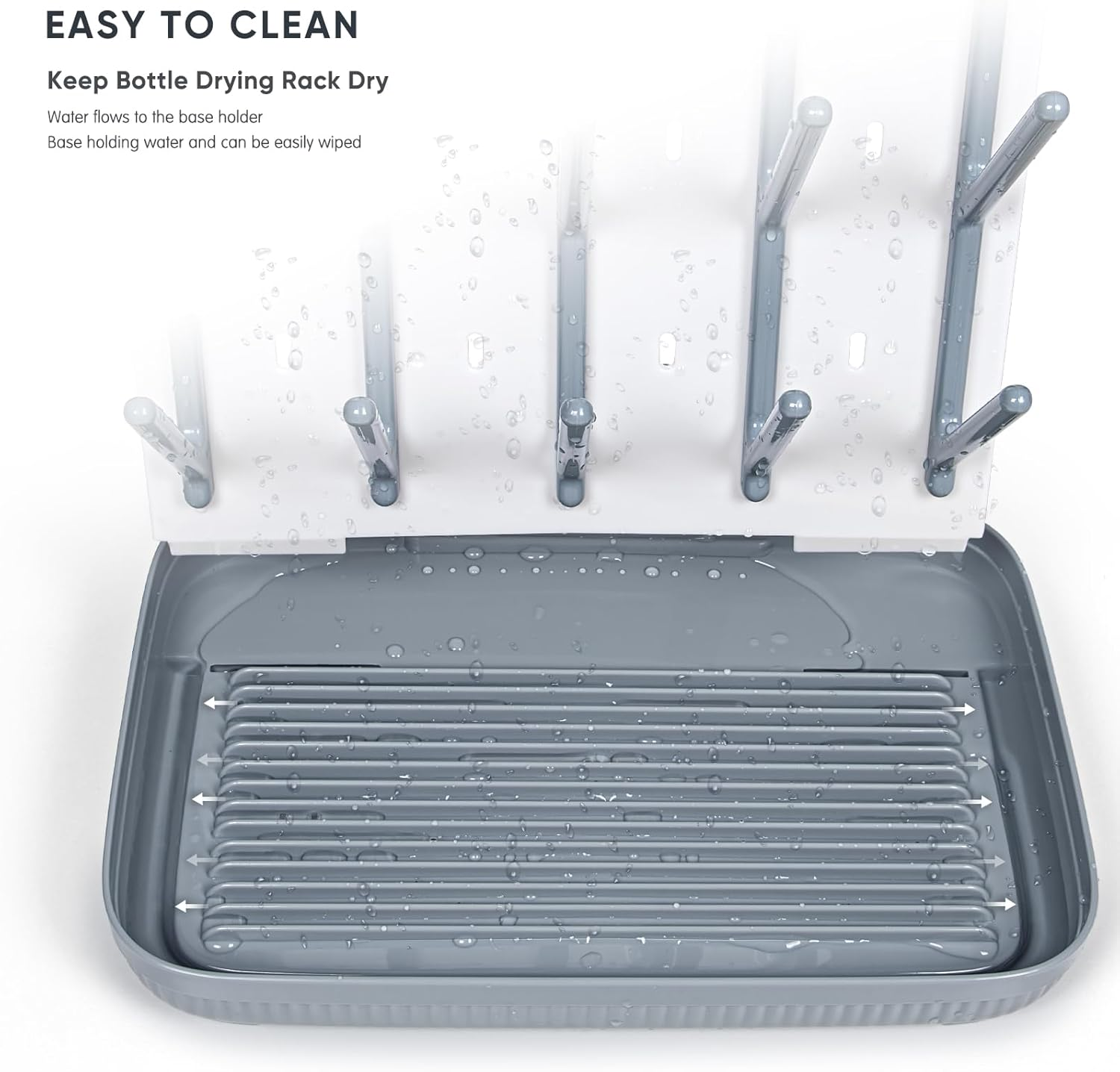 Termichy Baby Bottle Drying Rack: Large Vertical Bottle Dryer Rack Holder - Space Saving Standing Drying Rack for Baby Bottles and Pump Part Cleaning (Gray) image number 5