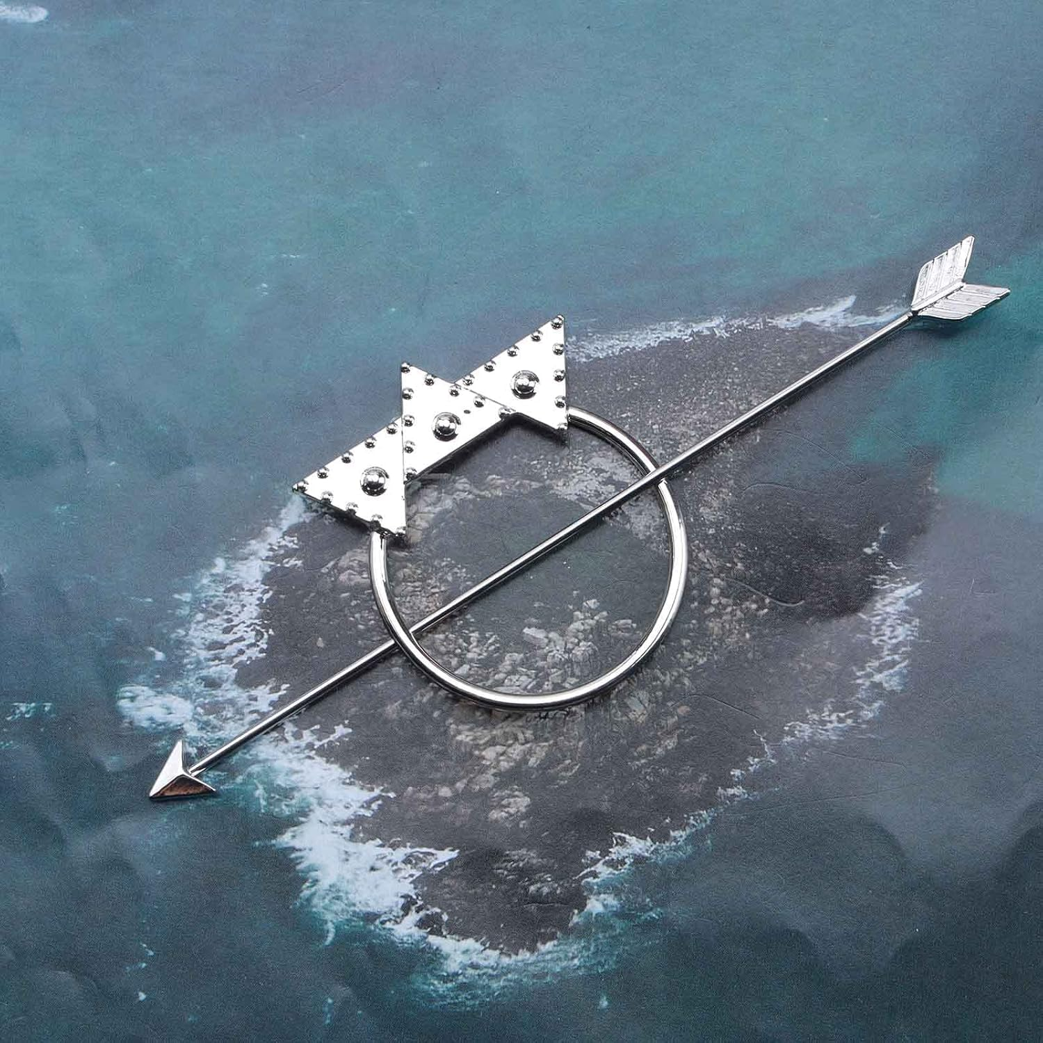 Yheakne Antique Arrow Circle Hair Clip Geometric Hair Clip Holder Pin Vintage Hair Clip Bun Holder Alloy Hair Clip Metal Decorative Hair Accessories for Women and Girls (Silver) image number 3