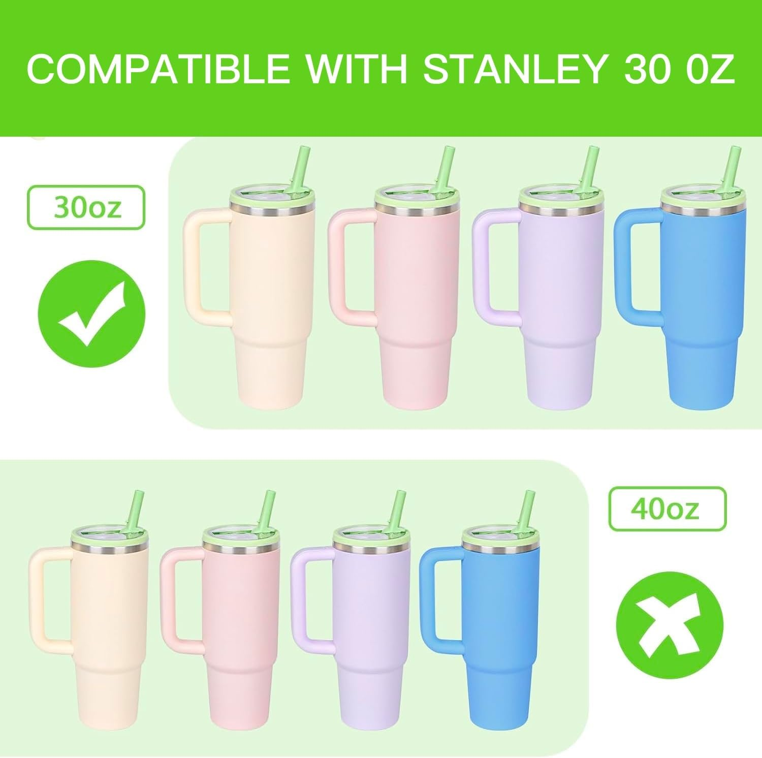 30 Oz Reusable Leak-Proof Cap Top Cover Stanley Cup Accessory for Stanley, with Handle, Leak-Proof Splash-Proof Replaceable Stanley Cap (Green) image number 6