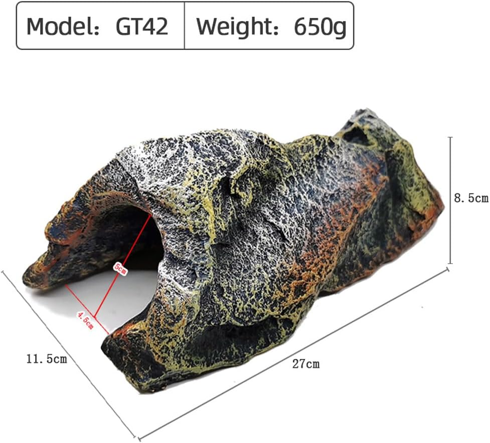 NUZAMAS Fish Tank Simulation Resin Rock Cave Hideouts Terrarium Habitat Decor Aquarium Resin Cave Ornaments for Lizards Snakes Crab Bearded Dragon Gecko image number 3