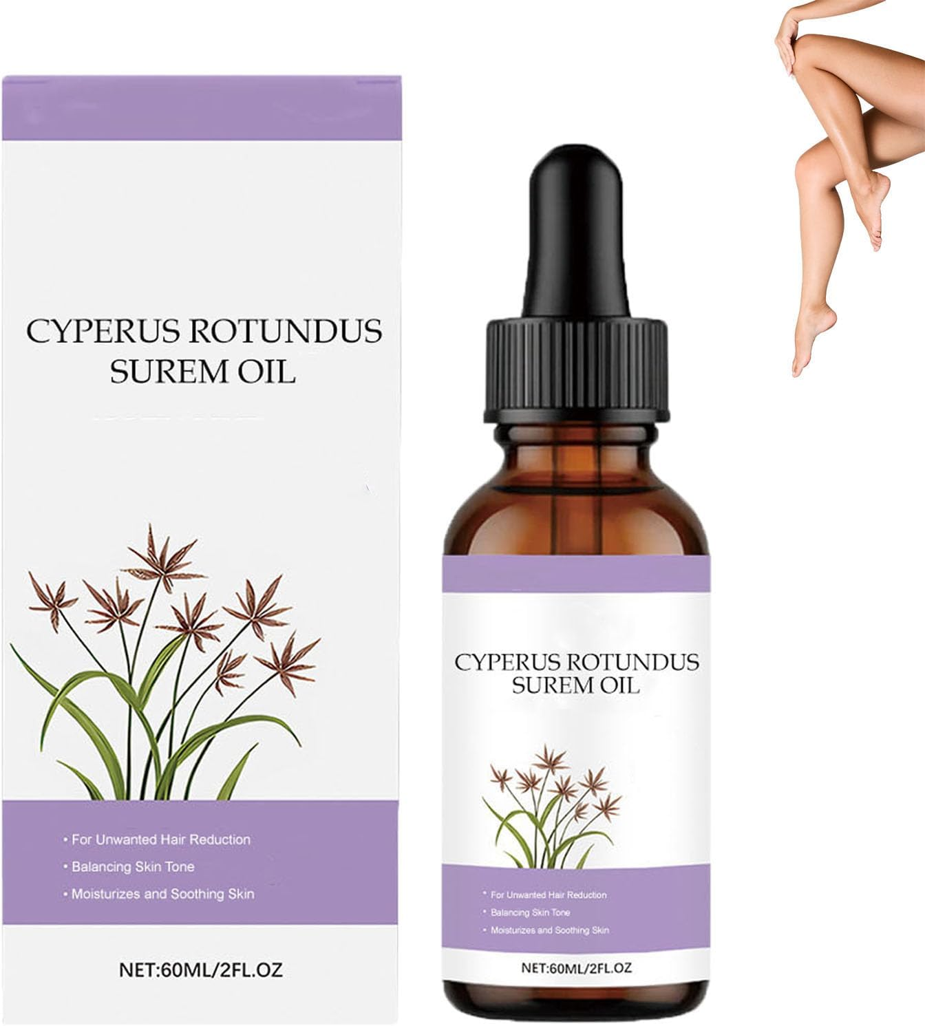 Cyperus Rotundus Oil, Moisturizing & Soothing, for Hair Removal, Reduces Hair Growth, Gentle & Non-Irritating, Repairs Skin, Natural Body and Facial Hair Removal Oils, for All Skin Types (1Pcs) image number 6