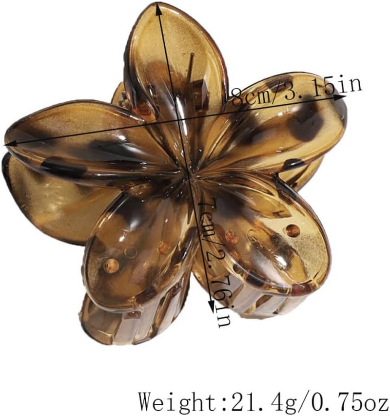 1 X Leopard Plumeria Flower Hair Clips Women, Hawaiian Claw Clip, Non-Slip Hair Clip, Strong Hold, Claw Clips, Hair Styling Accessories for Women, Party, Beach, Pool, Holiday, Grey image number 4