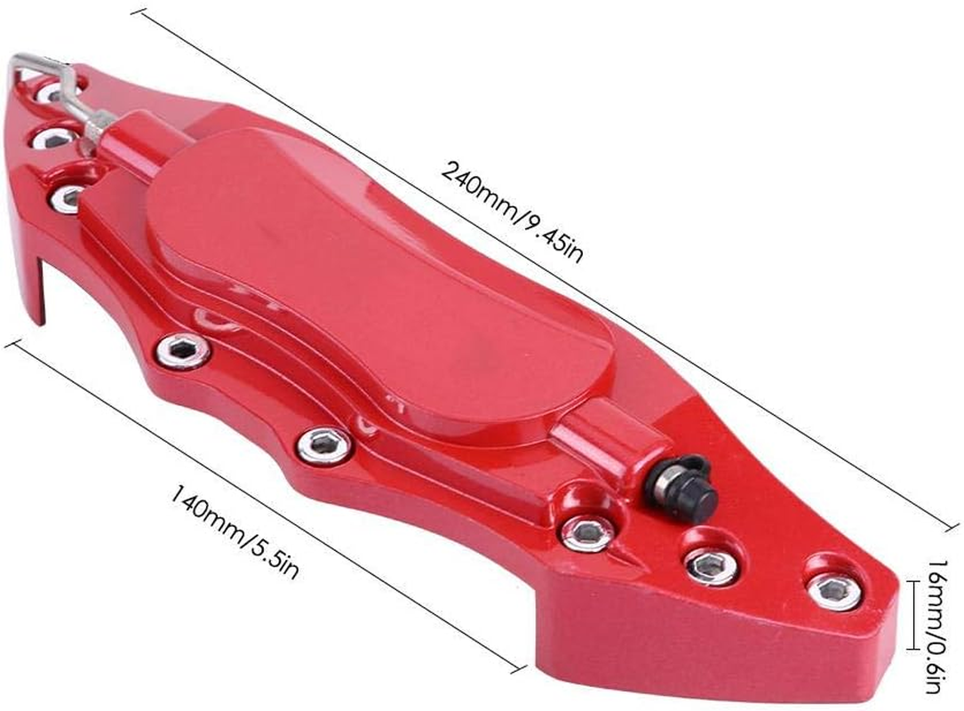 Akozon Brake Caliper Cover, 2Pcs Aluminum Alloy Brake Caliper Guard High Precision Car Brake Caliper Protector for Wheel Hub 16In-17In Medium (Red) image number 1