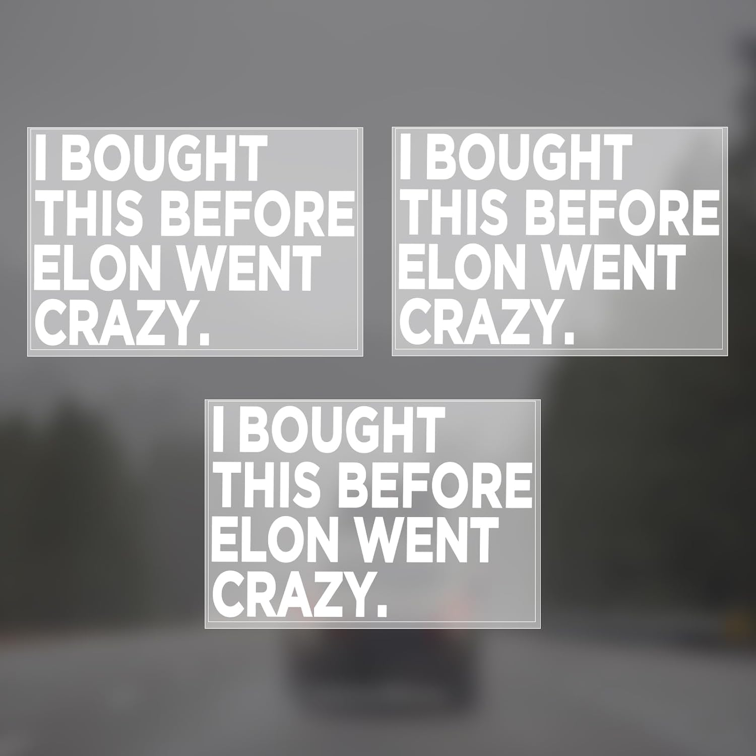 3Pcs Anti-Elon Bumper Stickers, Funny Vinyl Bumper Stickers I Bought This before We Knew Elon Was Crazy Bumper Sticker for Car Bumper Window Decorative Sticker image number 3