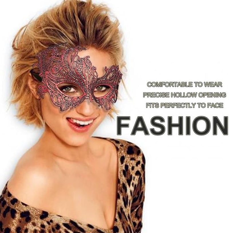 Masquerade Mask for Women Phoenix Gold Plated Lace Mask Party Half Face Halloween Mask Lace Mask image number 3