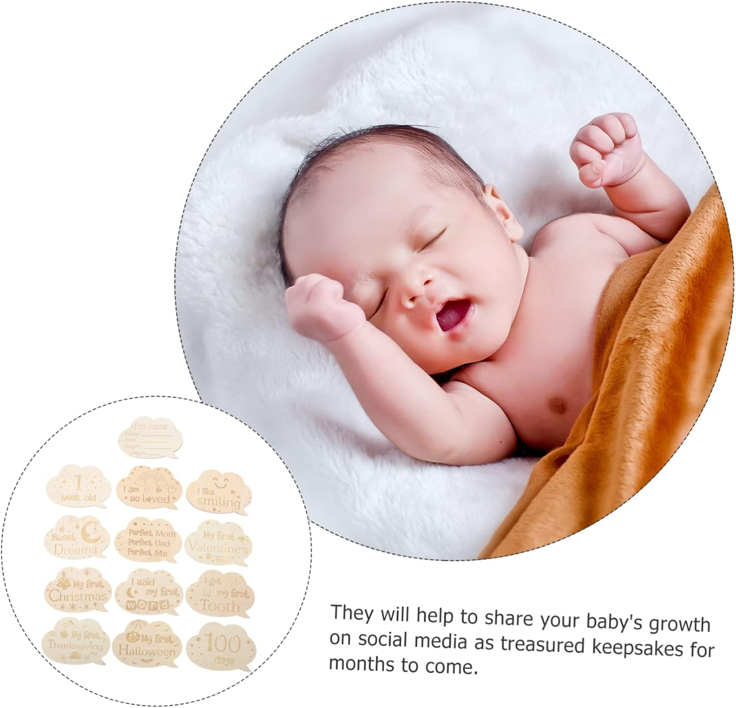 1Set Newborn Cards Growth Cards for Tracking First Year for Boys and Girls image number 3