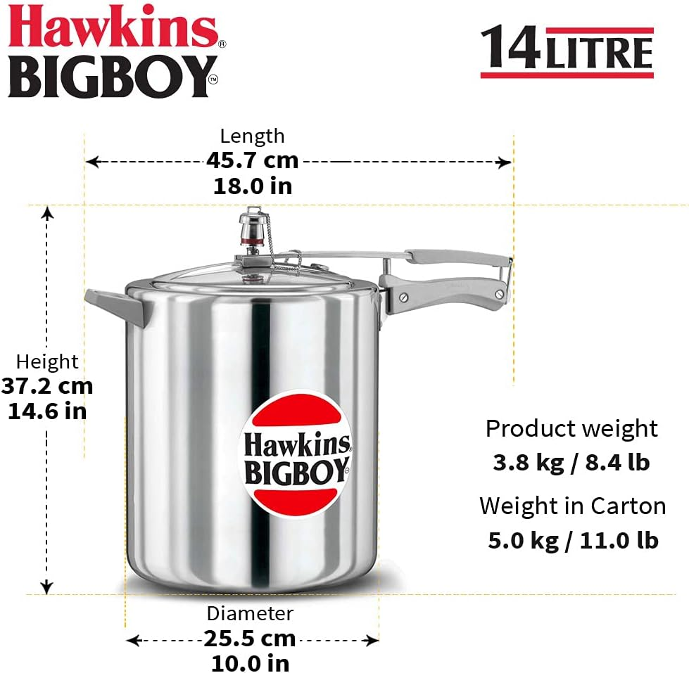 Hawkins Bigboy Pressure Cooker, 14 Litre Capacity image number 3