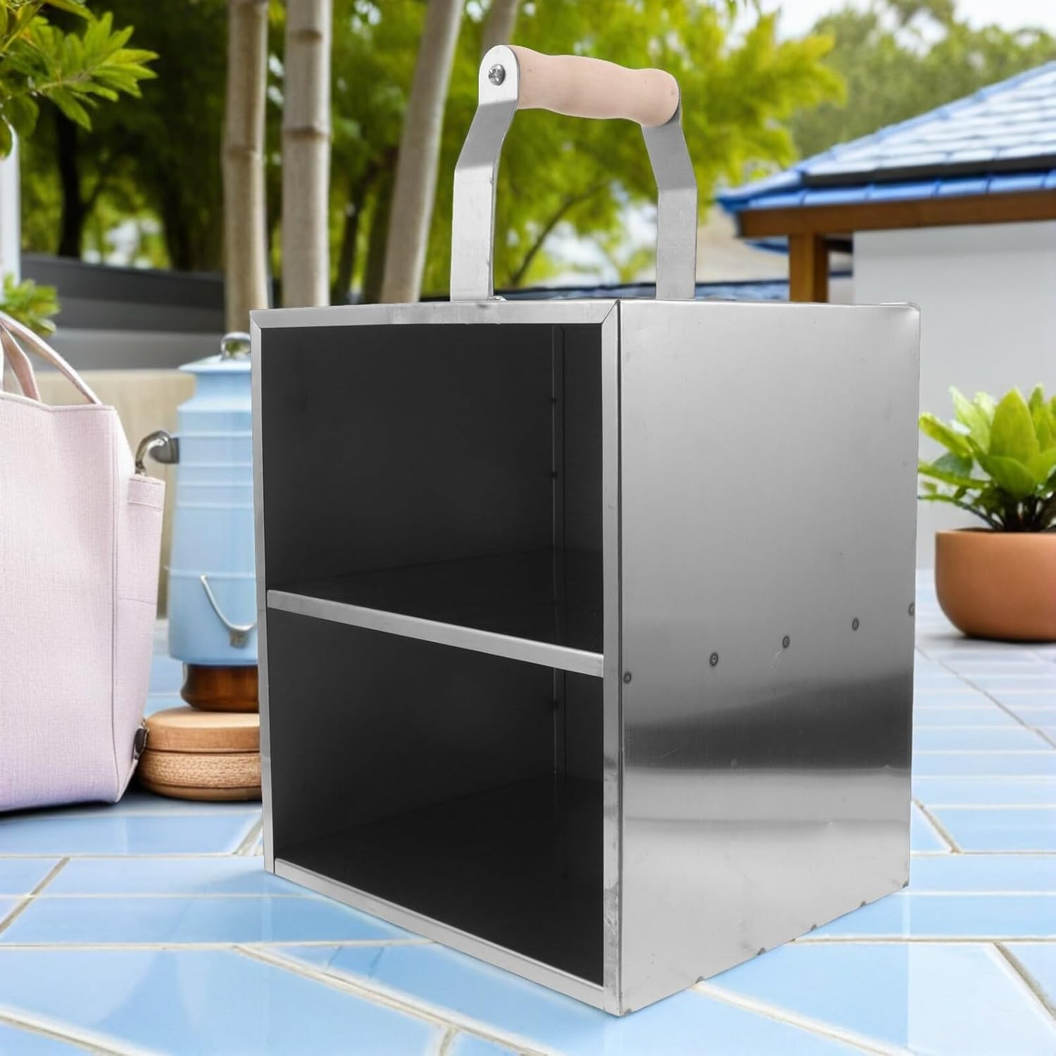 Barbecue Charcoal Bucket Handle, Outdoor Charcoal Transport Case for Grilling, Portable Coal Holder for Camping and BBQ image number 3