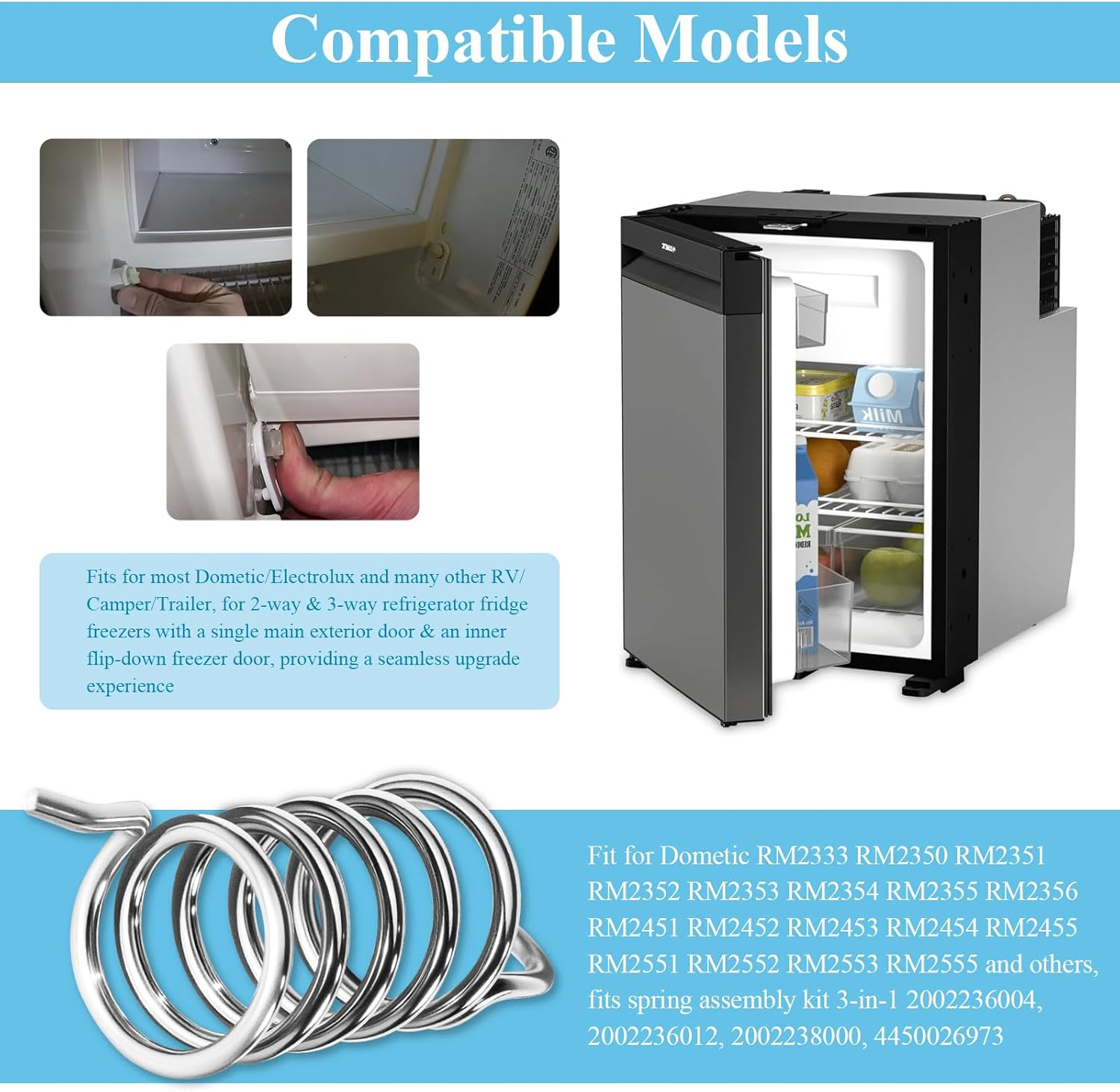 Spring Assembly Kit 3-In-1 Left for Dometic RV Camper Trailer Single Door Fridge Freezer (Spring Combo) image number 1