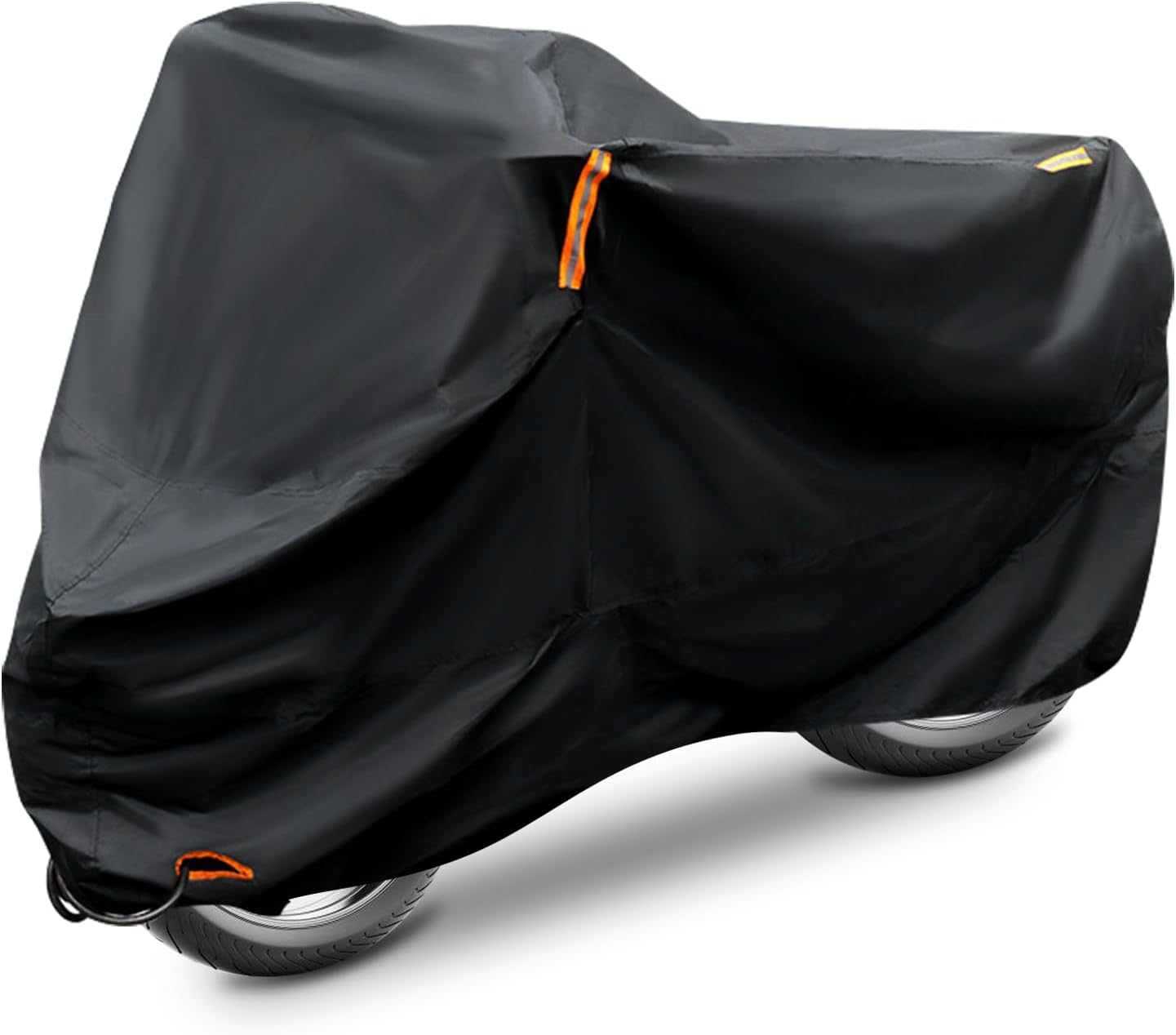 Motorcycle Cover Waterproof, 420D All Season Outdoor Protection, Heavy Duty Motorcycle Cover with Reflective Tape and Lock Holes Vehicle Cover (Black, XL) image number 6