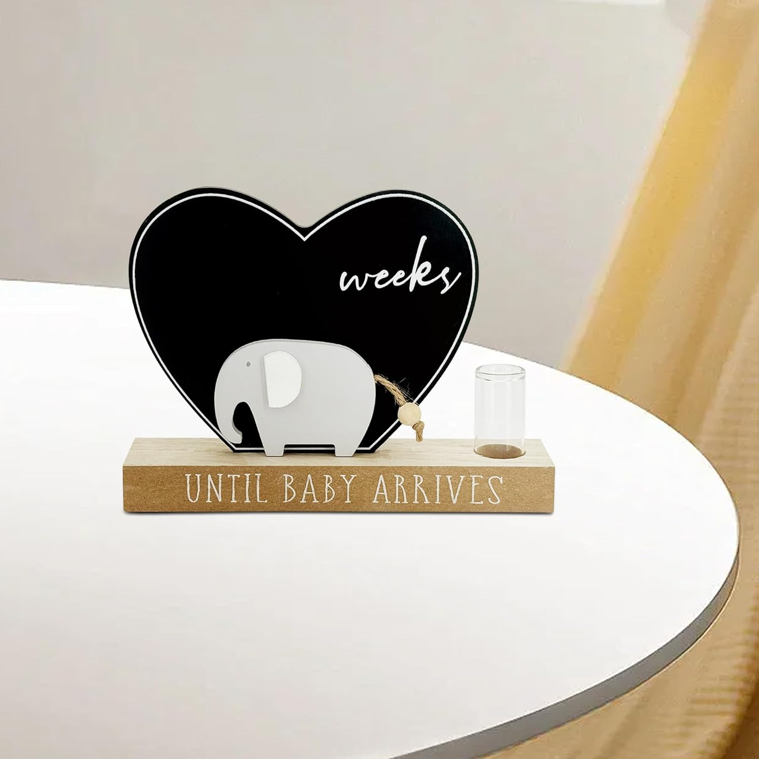 Pregnancy Baby Countdown Decor with Elephant & Chalkboard - Wooden Pregnancy Gifts, Pregnant Nursery Gift with Oil Diffuser image number 4