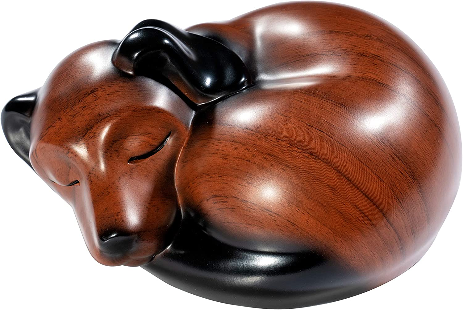 Kriss Art Pet Urns, Sleeping Resin Urn, Dog Urn for Ashes, Small Animal Urn (Black Walnut)..