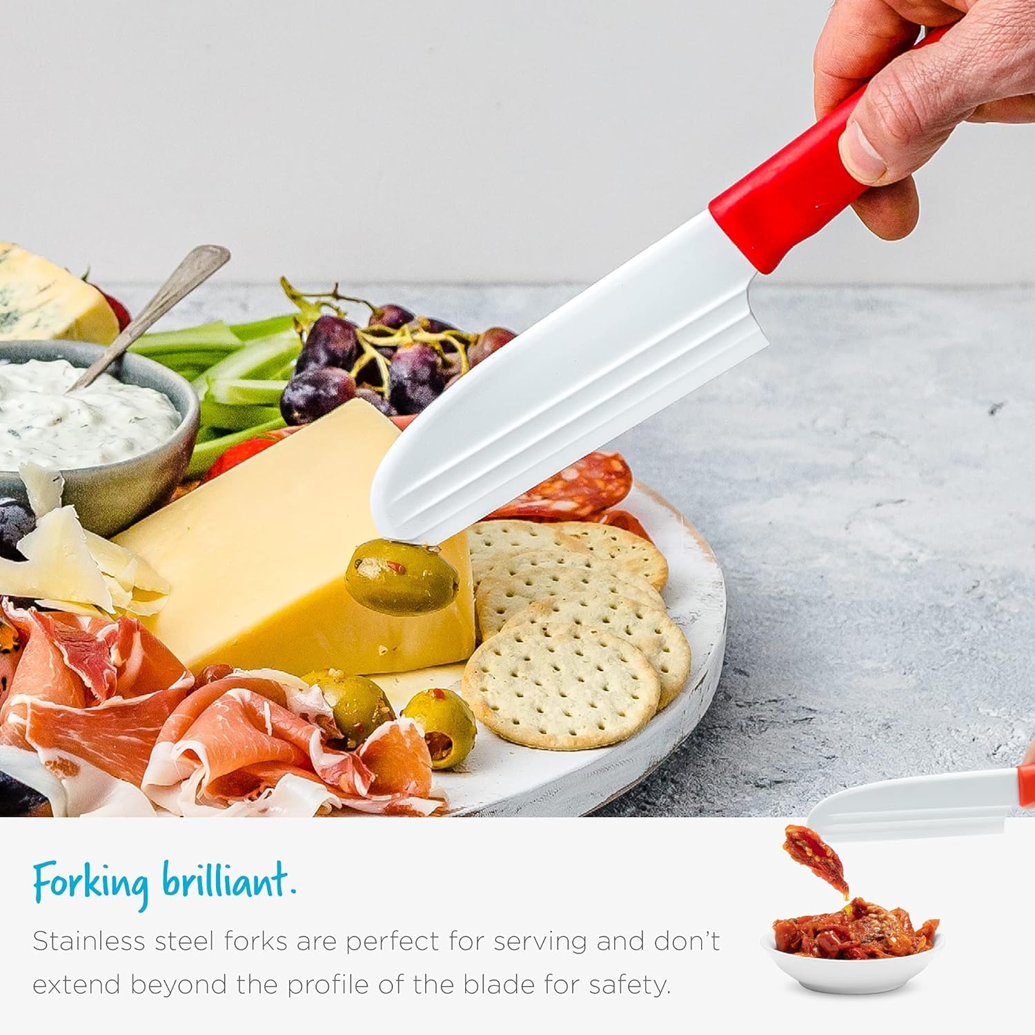 Dreamfarm Knibble Lite 3-In-1 Non-Stick Cheese Knife for Charcuterie, Slicing, Spreading, with Built-In Fork to Serve & Share Foods - 9" Yellow - Yellow image number 3