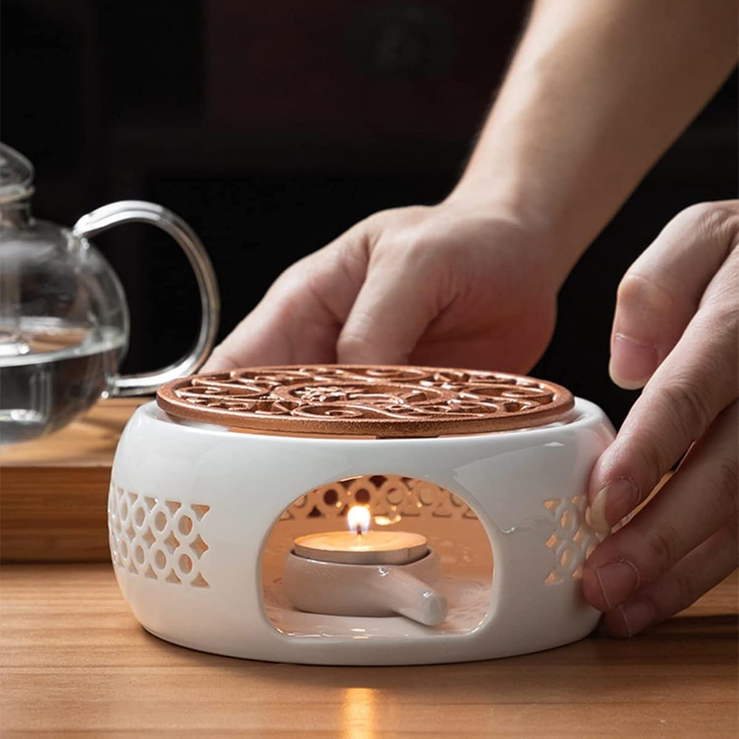 Erpmlyo Shiphose Ceramic Teapot Warmer Holder Base Tea Warmer Insulation Base Tea Coffee Water Warmer Candle Heating Base Holder Teaware image number 5