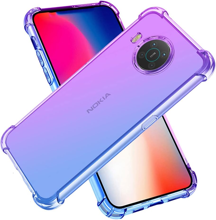 SEAHAI Case for Nokia X10 / X20, Colour Gradient Ultra Thin TPU Mobile Phone Cover, Colourful Transparent Soft Silicone Bumper Shockproof Protective Case, Purple/Blue image number 1