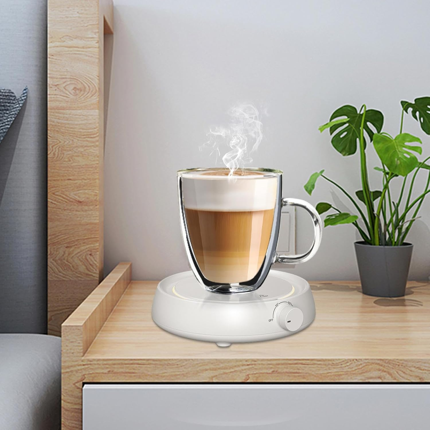 Smart Coffee Cup Warmer | 3 Temperature Control for Cocoa, Tea, Milk - Desk Heater with Auto On/Off, Thermostat Coaster for Cups & Mugs, Espresso Beverages image number 5