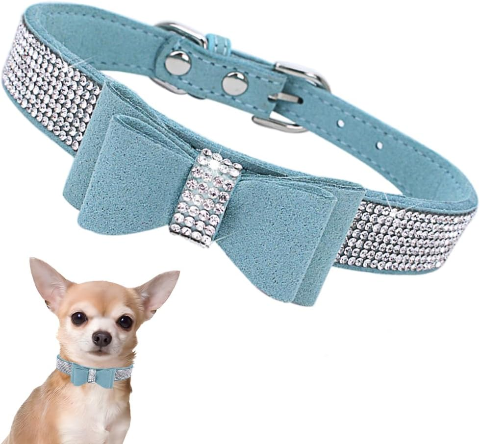Puppy Dog Collar and Leash Set, Bling Rhinestone Diamond Fancy Crystal Glitter Pretty Jewel Pet Cat Collars for XXS XS Small Medium Large Dogs Kitten, Pink Xxsmall image number 5