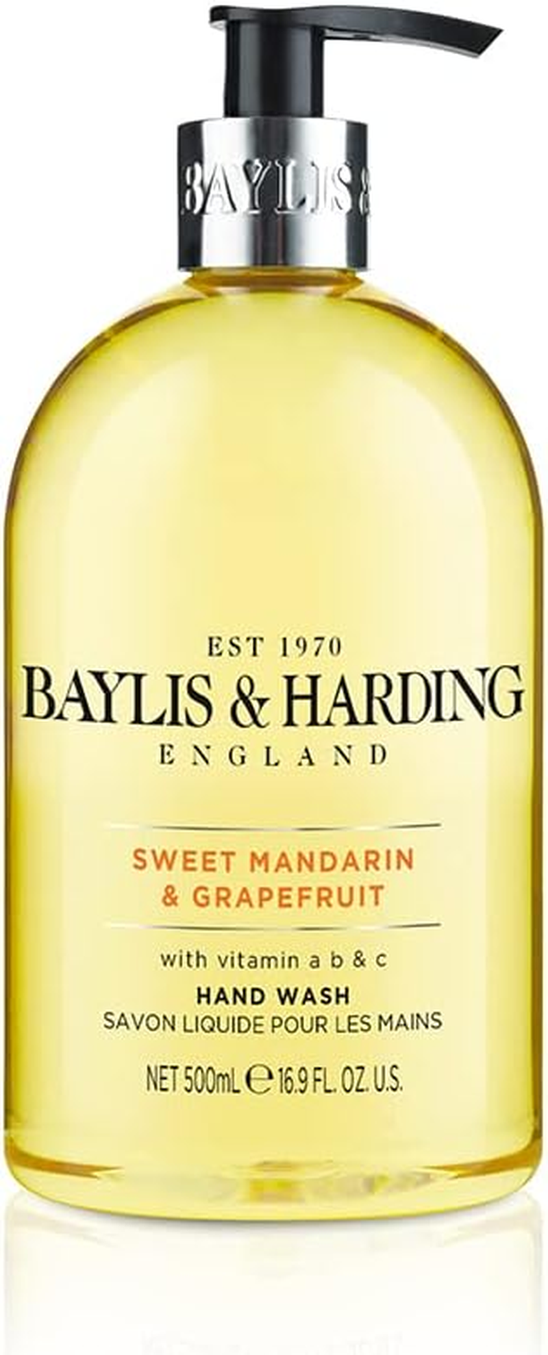 Baylis & Harding Liquid Hand Soap Wash with Dispenser, Sweet Mandarin & Grapefruit, 16.9Oz/500Ml (3-Pack)