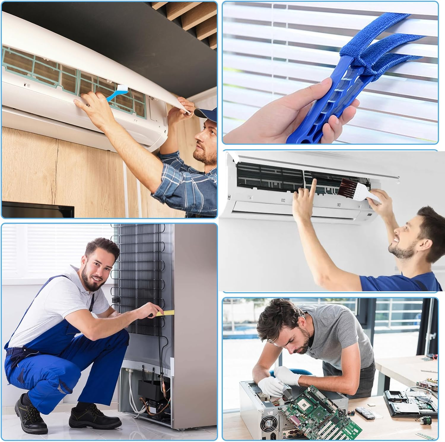 6Pcs Air Conditioner Fin Cleaner Set, AC Coil Combs Cleaning Brush, Metal Condenser Fin Straightener, Condenser Repair Clean Set, Ac Coil Cleaner Kit for AC Radiator Evaporator Repair Clean Tool image number 6