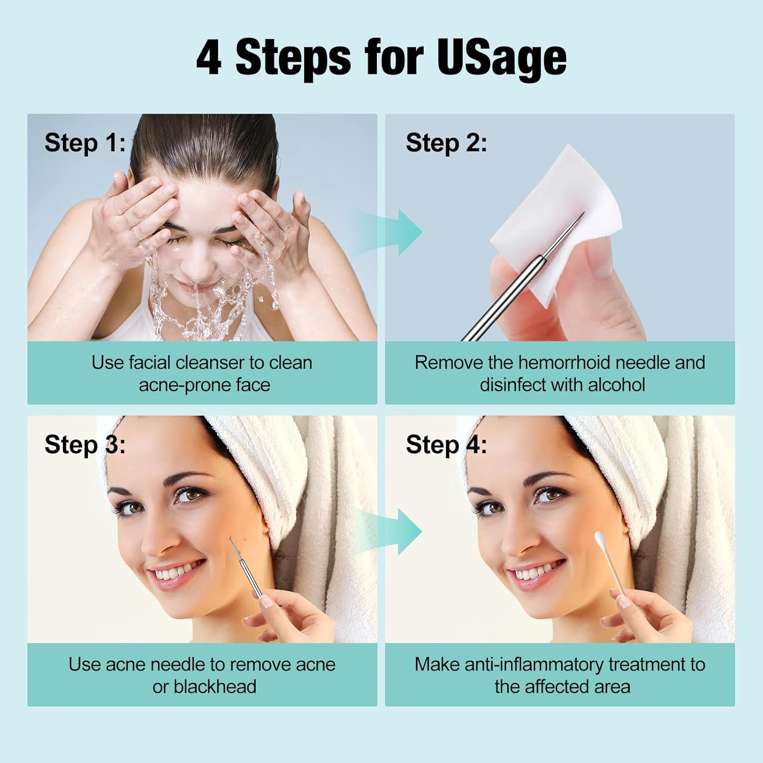 MUIIGOOD 3Pcs Blackhead Remover Pimple Popper Tool Kit Pimple Extractor Acne Treatment Surgical Grade Blackhead Comedone Removal Popper Tool Cleaning Brush for Face Nose Lips image number 2