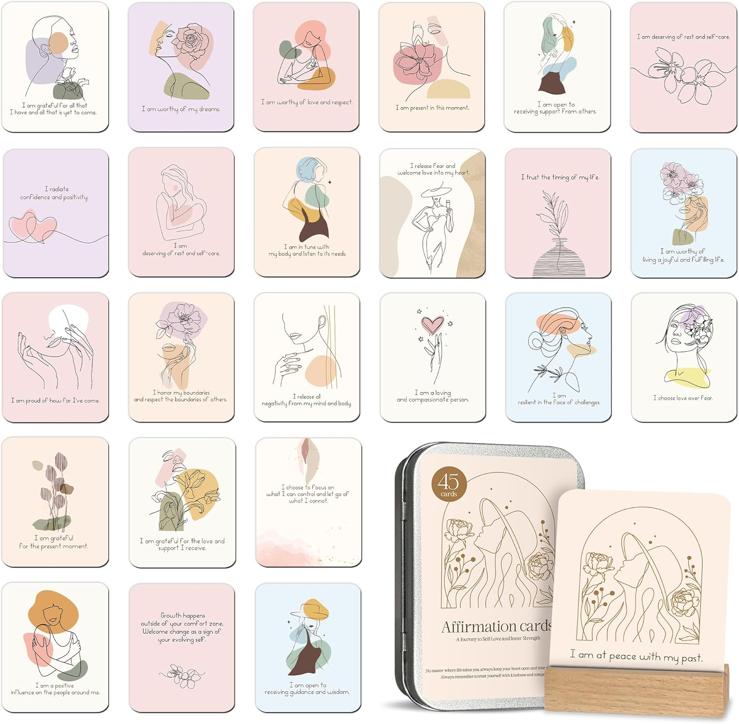 BIROYAL Positive Affirmations Cards for Women - 45 Motivational Cards with Inspirational Quotes - Daily Affirmations for Women - Inspirational Card with Display Stand & Metal Box - Best Affirmation Gifts image number 6
