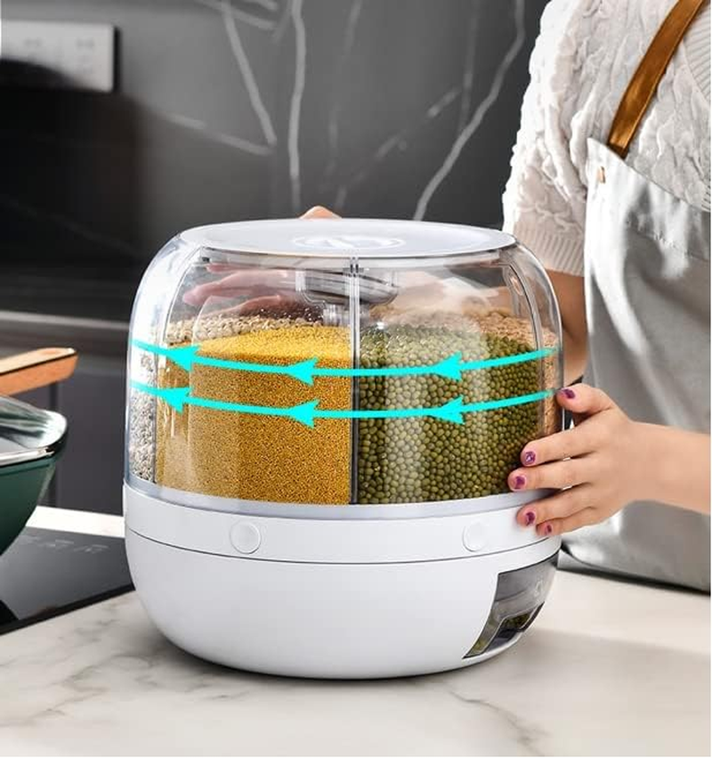 Salesbay 6 in 1 Rotating 360&deg; Dry Food Dispenser Grain Rice Storage Container Cereal Box image number 2