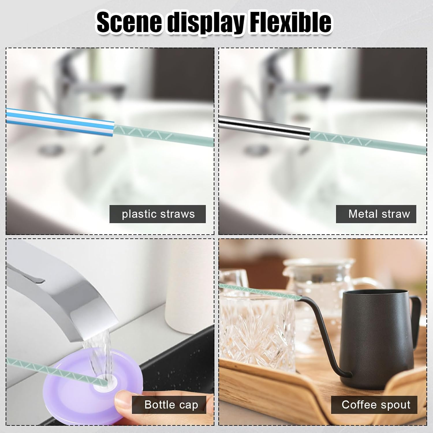 2Pcs Silicone Straw Brushes, 24Cm Extra Long Cleaning Brush Reusable Straw Cleaner for Water Bottles Kitchen Cleaning Tools for Narrow Neck Containers (Green) image number 4