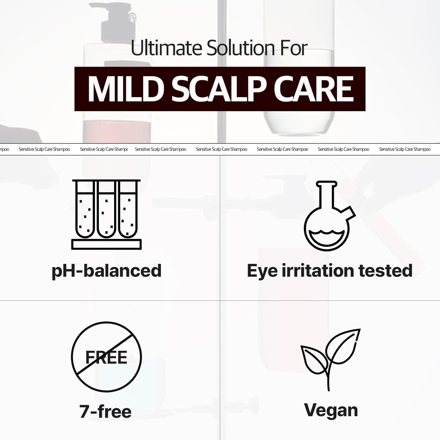 Sensitive Scalp Care Shampoo with Korean Ginseng & Caffeine - Soothing and Relief for All Hair Type, anti Loss Care, Dermatologist Tested. Korean Beauty Hair Loss Care for Ryo. image number 2